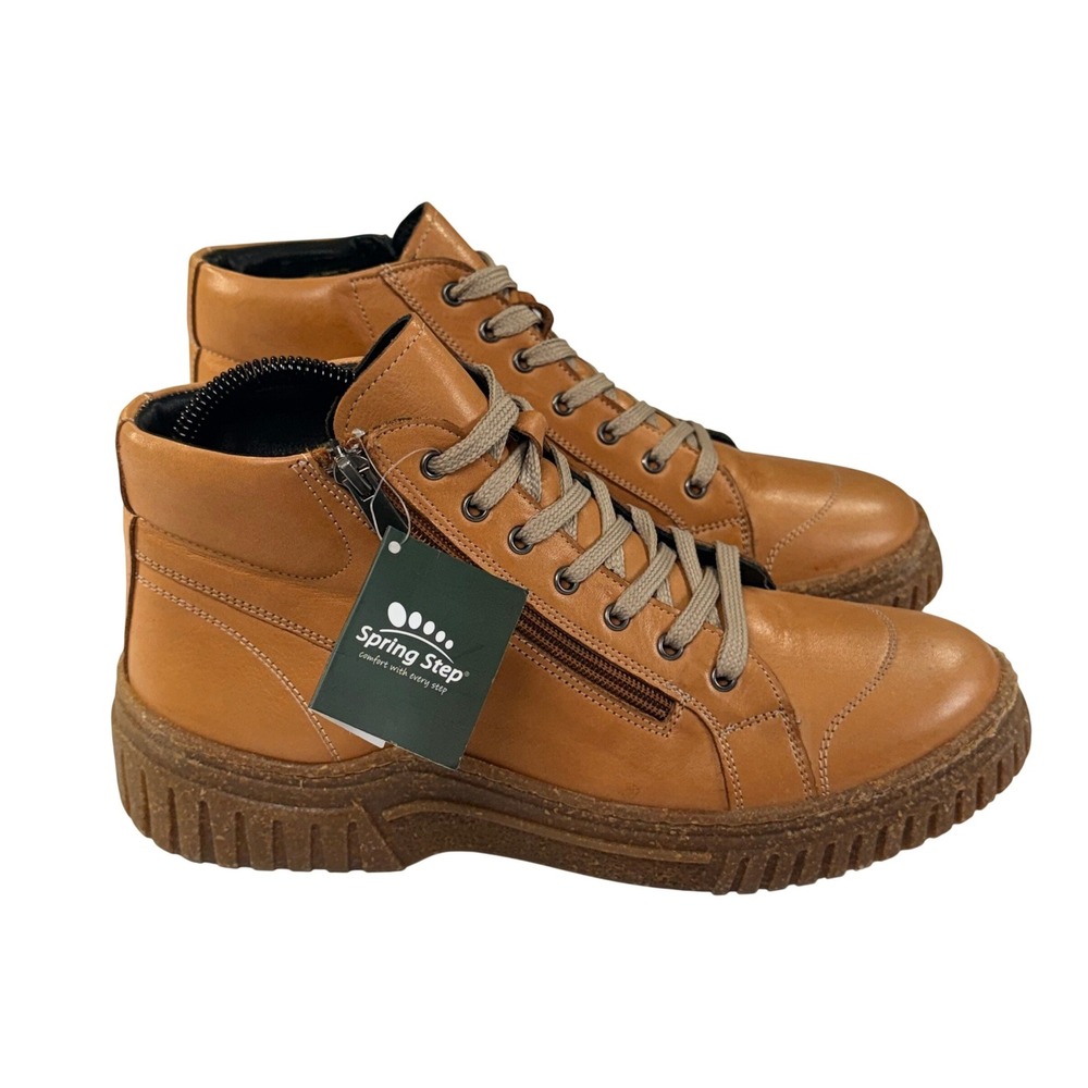 NEW Spring Step Loeva Boots Womens 41/9.5-10 Camel Leather High Top Comfort